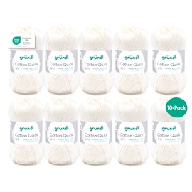 Grundl Hand Knitting Yarn, Cotton, Wool White, 10 x 50 g
