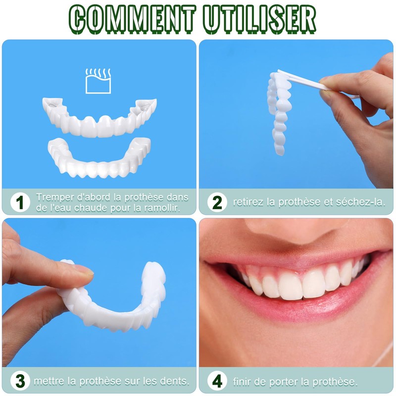 VEGCOO 8 Pairs Temporary Dentures Dentures Cosmetic Immediate Education False