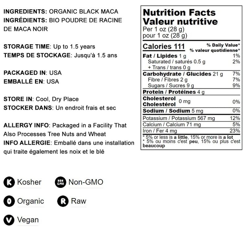 Organic Black Maca Powder, 1 Pound – Raw Ground Maca