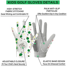 Golf Gloves Kids Junior Upgrade Grip Stylish 1 Pack, All Weather Breathable Gloves for Left Right Hand Youth Toddler Boys Girls (Green, S, Left)