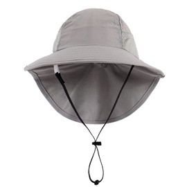 MASOCIO Baby Children's Sun Hat Reversible Summer Hat Girls Boys with Wide Brim Fishing Hat, gray