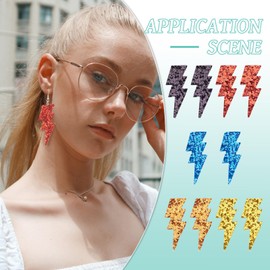 Beadthoven DIY 5 Pairs Faux Leather Lightning Bolt Earring Charms Pendants Mixed Glitter Sequins Lightning Earrings Dangle Earring Making Kits with Earring Hooks Jump Rings for Women Jewelry Making