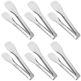 JXHAPY Serving Tong Kitchen Tongs,Buffet Tongs, Stainless Steel Food Tong Serving Tong,small tongs 6 Pack (7 Inch)
