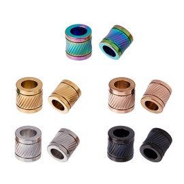 Hobbspring 5 Colors Paracord Beads Column Spacer Beads 10Pcs 304 Stainless Steel Grooved Tube Beads Metal Lanyard Beads 10mm Large Hole Beads for Bracelet Necklace Jewelry Making