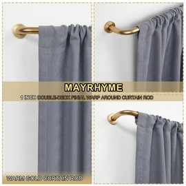 Mayrhyme Warm Gold Wrap Around Curtain Rods,1 Inch Diameter Curtain Rod for Windows 28 to 120 Inch, Adjustable Blackout Drapery Rod with Zinc Alloy Double-deck Finials and Aluminum Center Brackets
