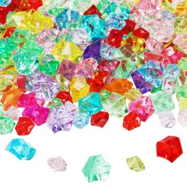 Belle Vous 300 Pack Acrylic Ice Crystals - Assorted Colours - Fake Diamond Scatter Gemstone Rocks for Weddings, Table Decorations, Vase Filler Stones, Party Favours - Plastic Gems for Arts & Crafts