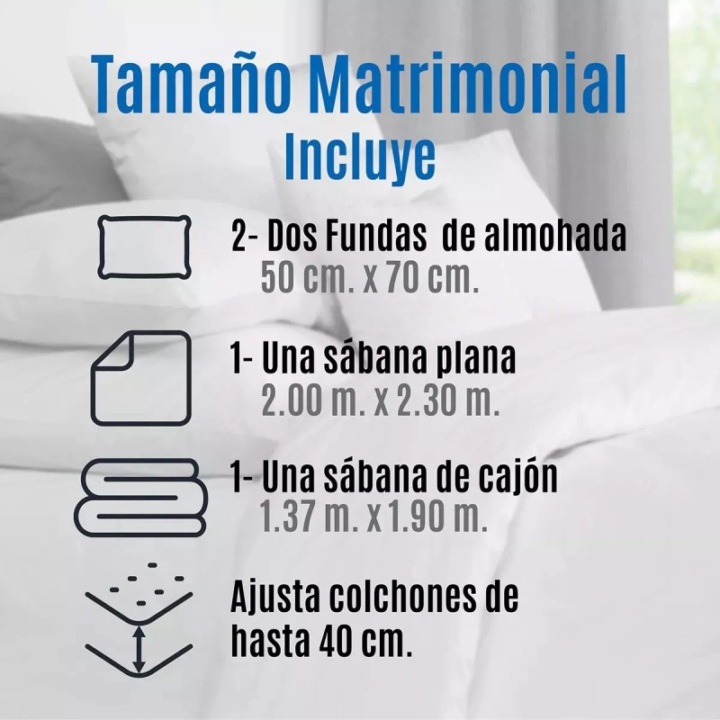 Azteca Sábanas Matrimonial Ultra Suave, Cajón Hasta 38 Cm De