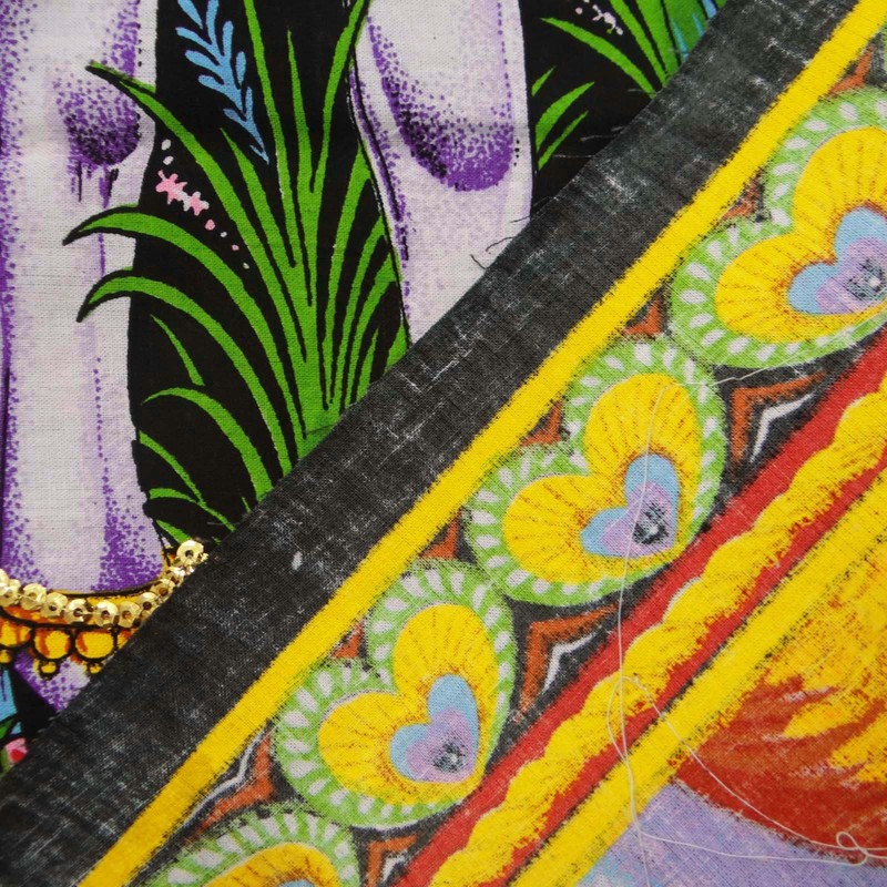 Lord Krishna Indian Decor Cotton Tapestry Poster Size Black Wandbehang