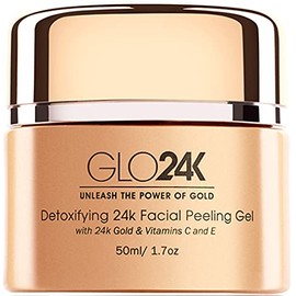 GLO24K Gel exfoliante facial con oro de 24k, fórmula antienvejecimiento con vitaminas C y E