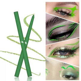 Wavuketu Green Eyeliner Pencil Waterproof Retractable Cream Gel Eyeliner Smudge-proof Hypoallergenic (04# green shimmer)