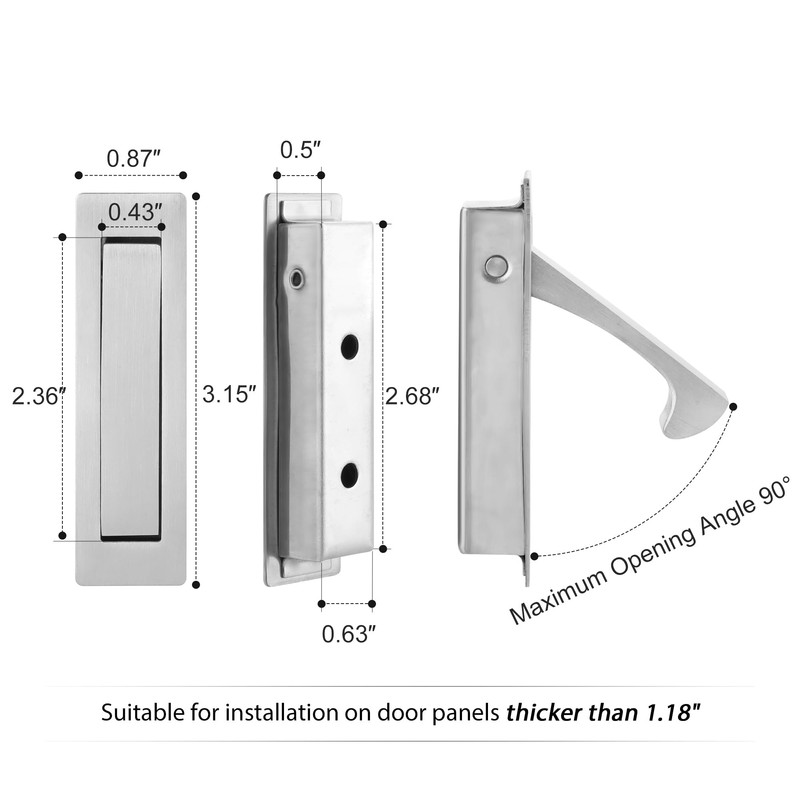 Malimali Pocket Door Pull and Edge Set, Stainless Steel Hardware