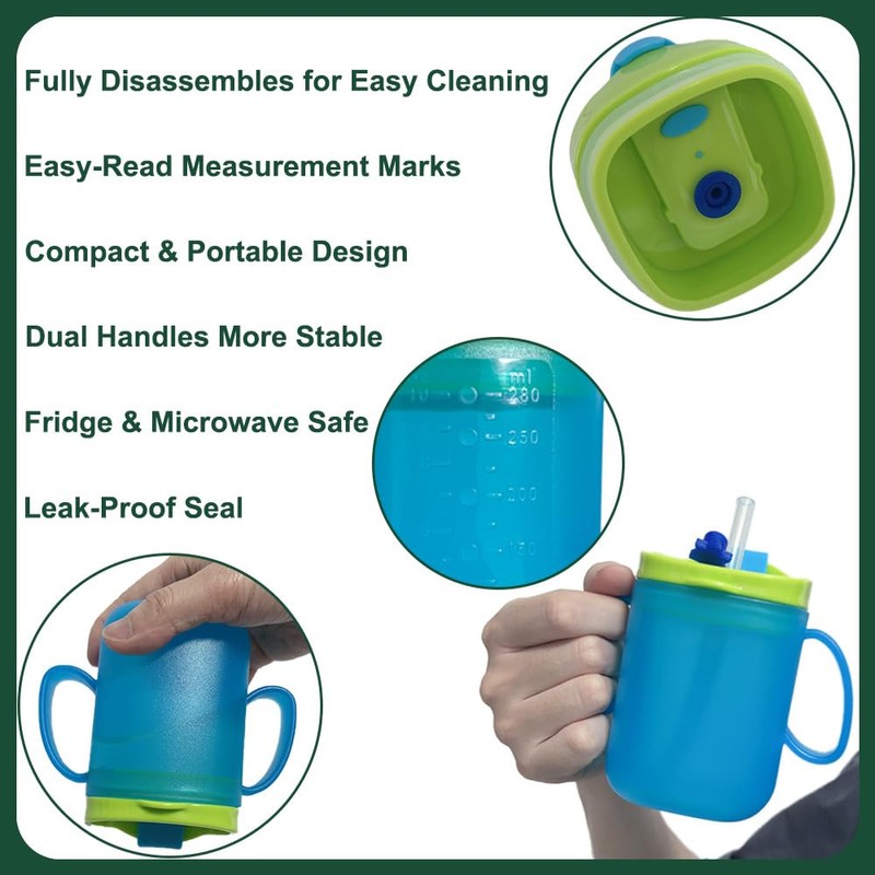 BCDHAMATE Adult Sippy Cup for Elderly – 10 oz Portable