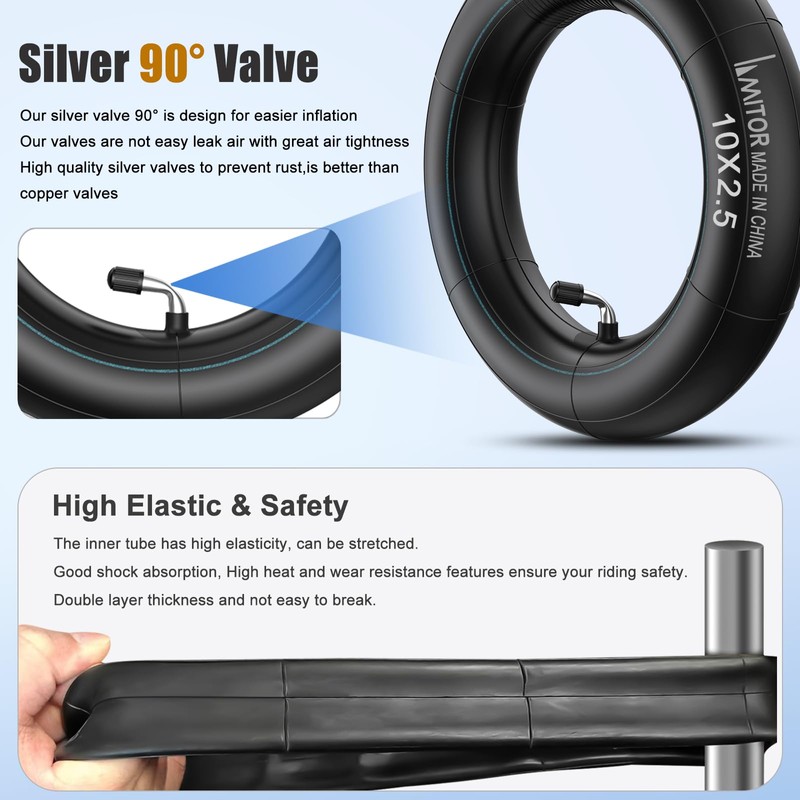 Amitor 2 Pack 10x2.5 Inner Tubes with 2 Tyre Levers,