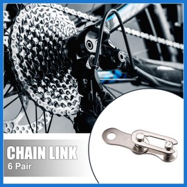 VekAuto 6 Pair Single Speed Silver Tone Chain Master Link Joint Clips Connectors Bicycle Missing Link Reusable Speed Chain for Bike MTB Repair Parts Auto Accessories