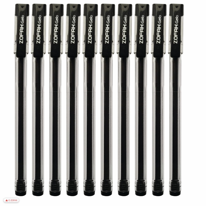 ZOFAX Gelo 10 x 0.6mm Tip BLACK Smooth Gel Pens