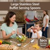 3 PCS Large Serving Spoons Stainless Steel Serving Utensils (Silver)