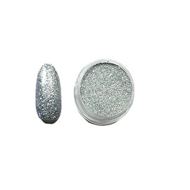 1x Acrylic Powder pot Glitter Collection Nail Extension Art Design Manicure pedicure (Silver Metallic)