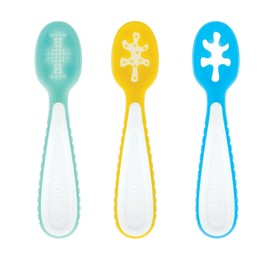 Nuby Baby's First Spoons Set - (3-Pack) Feeding Utensils for Babies - 6+ Months - Aqua/Yellow/Blue