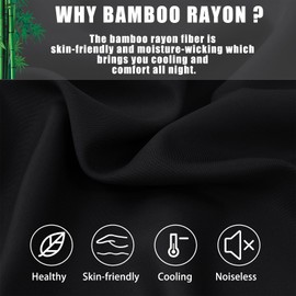 TELUS Black Pillow Cases Standard Size 2 Pack, Bamboo Rayon Cooling Pillowcases with Envelope Closure, Cool Breathable Pillow Case for Hot Sleepers & Night Sweats, 20x26 inches