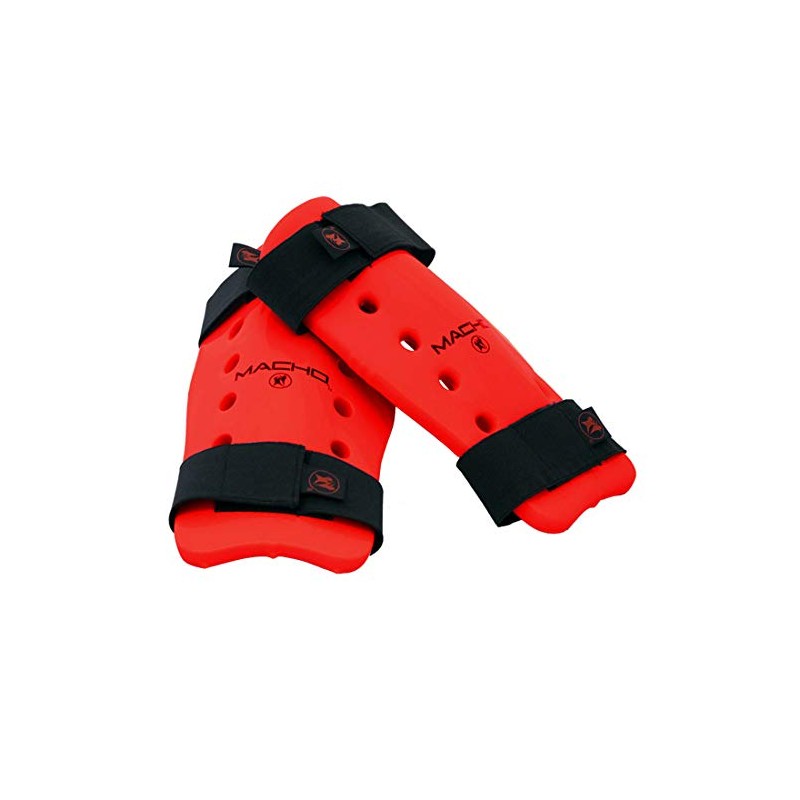 Macho Dyna Shin/Forearm Guards for TKD Karate (Red, Long)