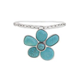 Unbranded Women Silver Metal Chain Boot Bracelet Shoe Turquoise Blue Beads Flower Charm