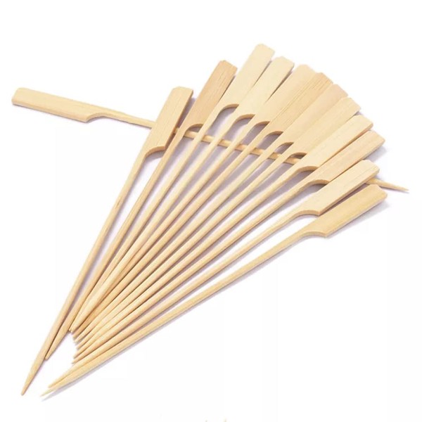 Bio Degradable Paddle BBQ Skewers | Eco-Friendly Bamboo Skewers for Kebabs, Cocktail Sticks for Food, Marshmallow and Chocolate Fountain (12cm, 100.00)