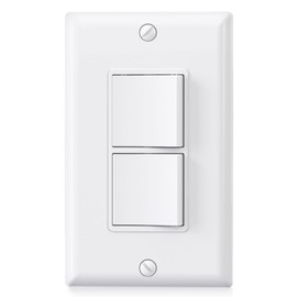 AIDA Single Pole Double Paddle Rocker Decorator Light Switch, 15 Amp Self-grounding Electrical Light Switches, Residential Grade, UL Listed (1 Pack, Glossy White)