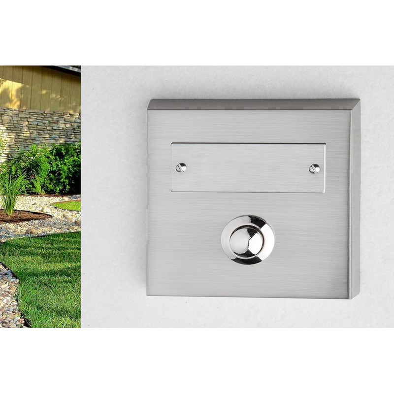 Huber Bell Plate Single Surface-Mounted Rectangular Real Metal with Stainless