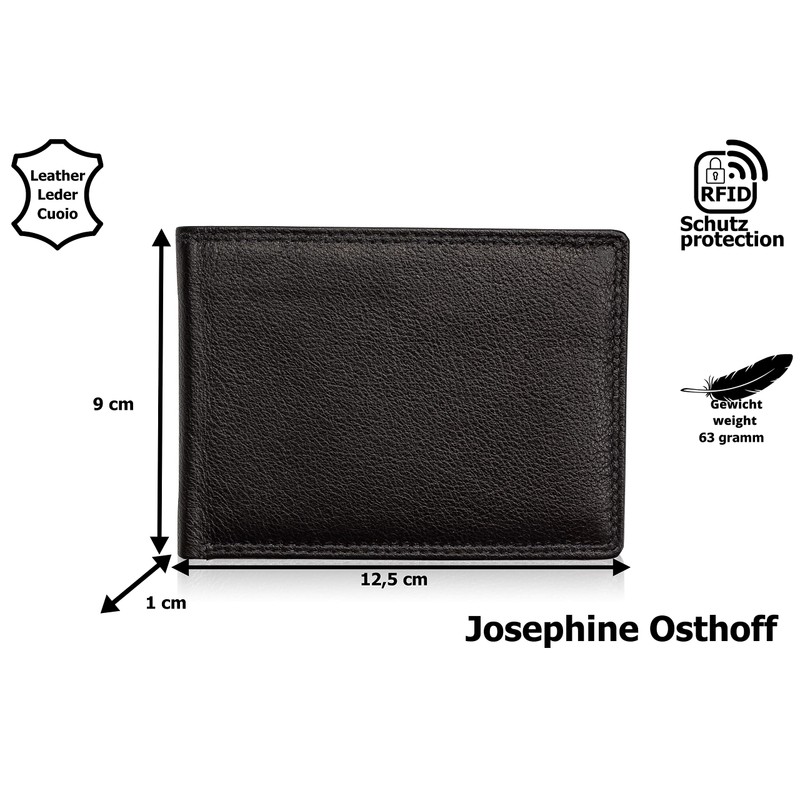 Josephine Osthoff Men's Leather Wallet with RFID Large with Coin