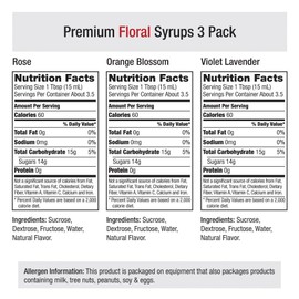 Amoretti Premium Floral Syrups 50ml 3 Pack (Rose, Violet Lavender, Orange Blossom)