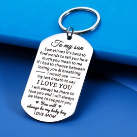 Easter Basket Stuffers for Son from Mom Christmas Stocking Stuffers I Love You Keychain for Teen Boys TeenagerChristmas Graduation Keyring for Him Men Back to School