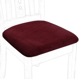 PiccoCasa Dining Chair Seat Covers Set of 6, Velvet Chair Seat Cover with Ties for Dining Room - Stretch Dining Chair Covers for Wedding Hotel, Removable Washable Burgundy Chair Covers