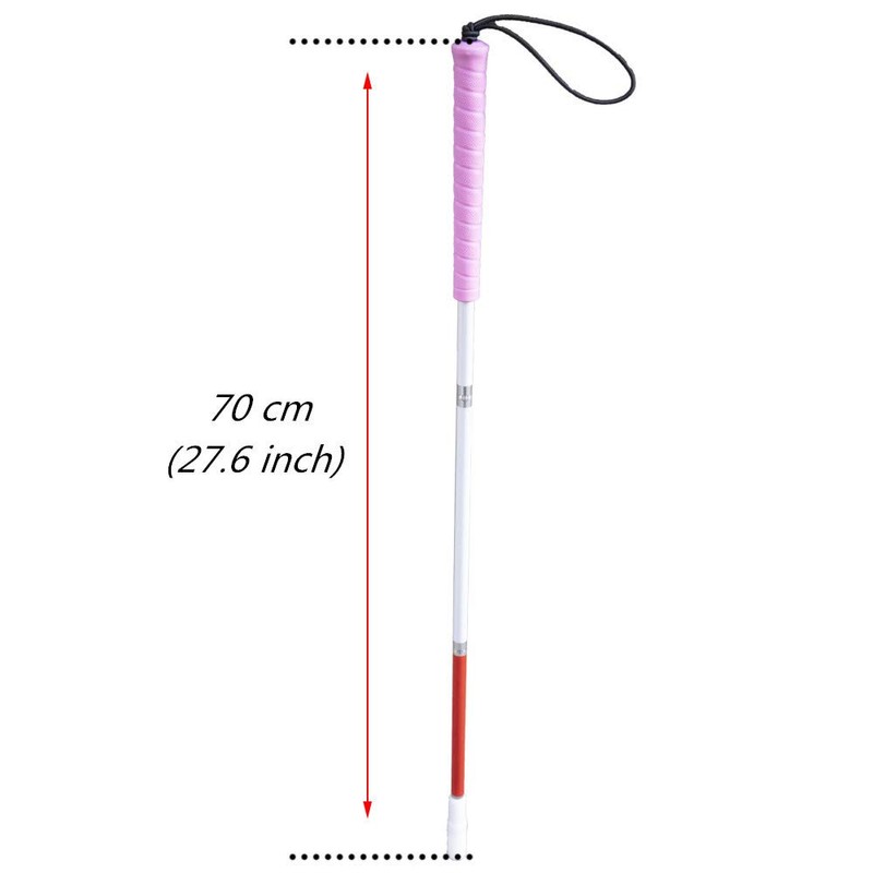 70cm White Cane, Aluminum Folding Cane for The Blind,Folds Down