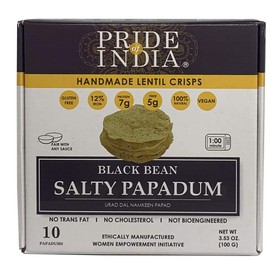 Pride Of India - Salty Black Bean Namkeen Papadum Lentil Crisp - 10 count (3.53oz - 100gm) - Lentil Chips, Gluten-Free Crackers, Healthy Snacks, Indian Snacks, Lentil Crackers