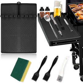 FOWSRHRG Silicone Grill Mat Set Compatible with Blackstone, 29.5x19.5 inch Griddle Tools Mat, Silicone Spatula Mat, Grill Tool Storage Mat for Outdoor Grill Kitchen Counter (Black)