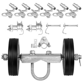 Happybuy Sliding Gate Kit, 6” Rolling Gate Hardware Kit C-Type, Wheel Carrier with Two 6" Wheels Support, Heavy Duty Sliding Gate Rollers for Connect Tracks Door Frames, 600 lbs