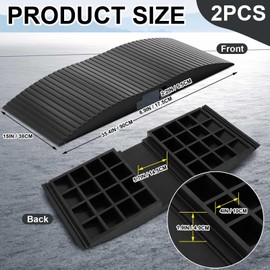Kritkin 2 Pack 15 x 35.4 x 2.8 Inch Rubber Curb Ramp Bridge Threshold Ramps for Doorways, Get in and Out of Houses, Wheelchairs/Walkers, Non Slip Indoor Outdoor Patio Transition Ramp