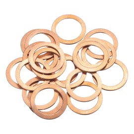 sourcing map Copper Sealing Ring Gasket 22mm ID 30mm OD Flat Fitting Washers for Sump Plugs Water Fuel Hydraulic Fittings Pack of 20,1.5mm Thickness