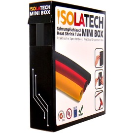 ISOLATECH Heat Shrink Tubing 3:1 Mini Box without Glue Black Diameter 9 mm 5 m UV Resistant Sold by the Metre Unlabeled Roll in Practical Dispenser Box