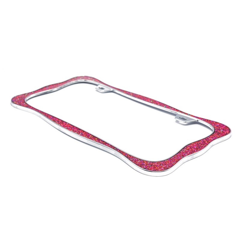Creathome 3D Shining License Plate Frame (Chrome with Shining Red