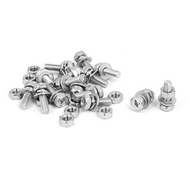 Sourcingmap M4 x 12mm 304 Stainless Steel Phillips Hex Head Bolts Nuts w Washers 15 Sets