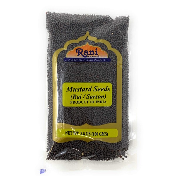 Rani Black Mustard Seeds Whole Spice (Rai Sarson) 3.5oz (100g) All Natural ~ Gluten Friendly Ingredients | NON-GMO | Vegan | Indian Origin