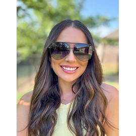 DAX Eyewear - SHAY Aviator Sunglasses for Women & Men - Hair Friendly & Tangle Free Nose Piece - TAC Polarized UV400 Protected Lens - Color: Jet Black