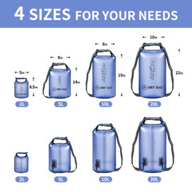 Zanhour Waterproof Dry Bag - Roll Top Transparent Storage Bag,2L/5L/10L/20L,Suitable for Traveling, Swimming, Kayaking, Camping, Fishing, Rainy Day Trips