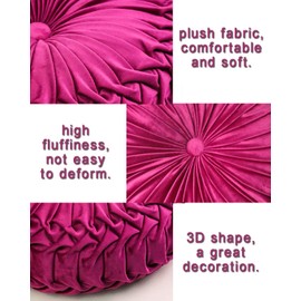 Throw Pillow for Couch Decorative 3D Pumpkin Vehicle Wheel Round Velvet Cushion for Sofa Bed Chair Floor 15”X15”, Dark Purple