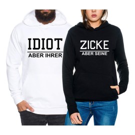 Idiot Zicke – Partner Hoodie for Men and Women – 2 Piece Couple Hoodie Gift Set for Lovers – Partner Gifts – Best Birthday Gift – Partner Look, black