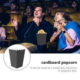 Flunyina Black Popcorn Boxes 50Pcs Kraft Paper Popcorn Holder Open Top Popcorn Holder Reusable Oil-Proof Snack Fries Containers for Movie Theater Wedding Birthday Parties