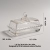 Glass Butter Dish with Lid for Countertop, Clear Crystal Glass