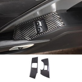 MODY Soft Carbon Fiber Window Lift Switch Button Sticker Trim For Corvette C7 14-19