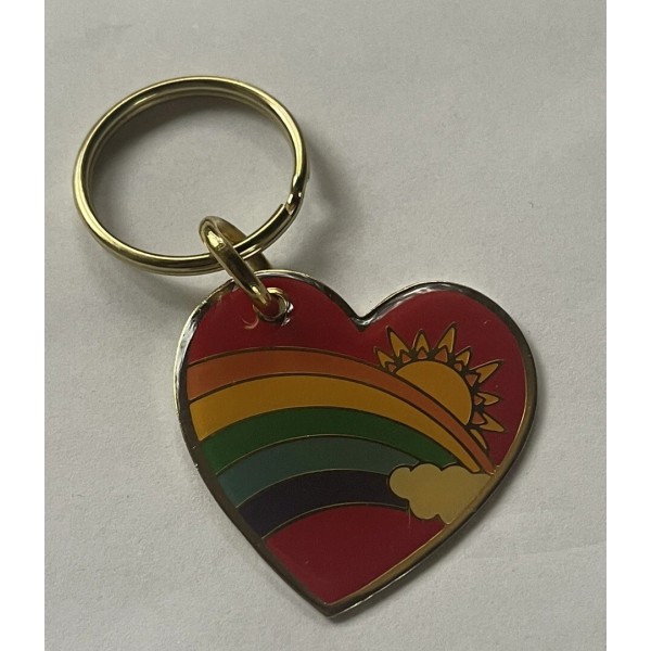 VINTAGE NEW OLD STOCK SWIB HEART RAINBOW METAL ENAMELED GOLD